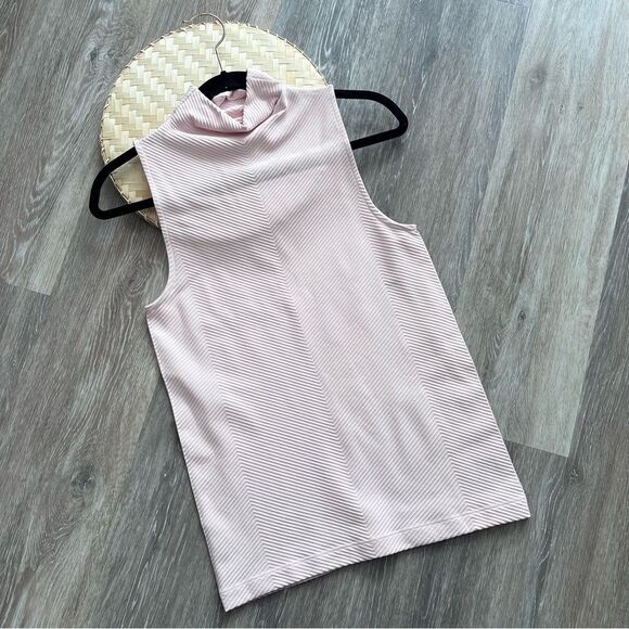 Athleta pink ribbed flurry base layer‎ tank mock neck women’s size S - Picture 2 of 6
